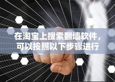 在淘宝上搜索翻墙软件，可以按照以下步骤进行