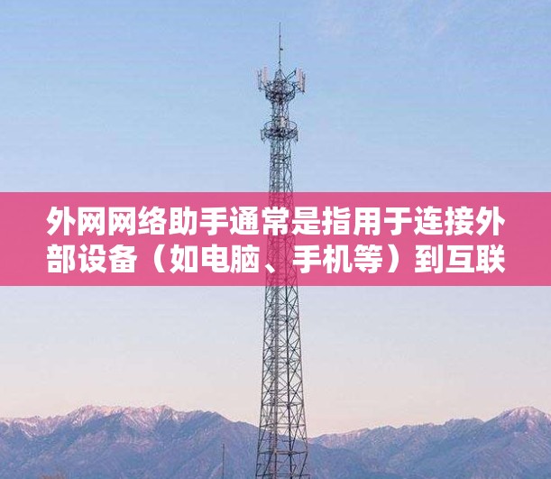外网网络助手通常是指用于连接外部设备（如电脑、手机等）到互联网的工具或软件。这些助手可以帮助您在外部设备上使用互联网服务，如安装应用程序、下载文件或管理账户